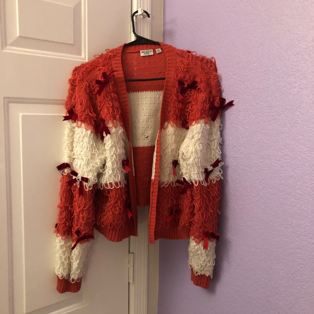 Ugly Christmas sweater red /white with bows